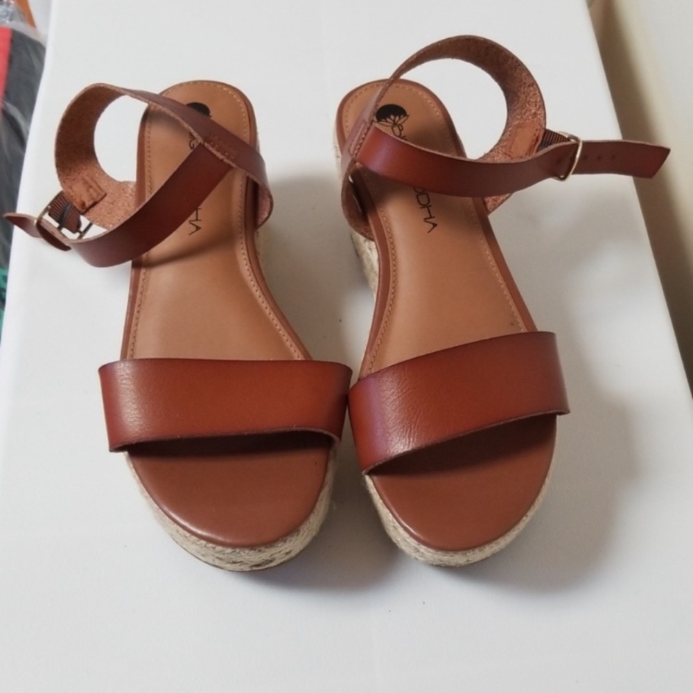 Big Buddha leather platform espadrilles size 6